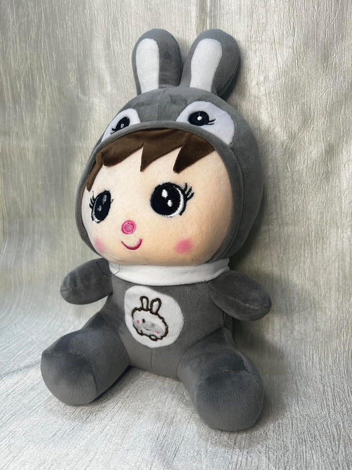 Soft Plush Hug-gable Doll for Kids Pack of 2 (Orange-Grey)